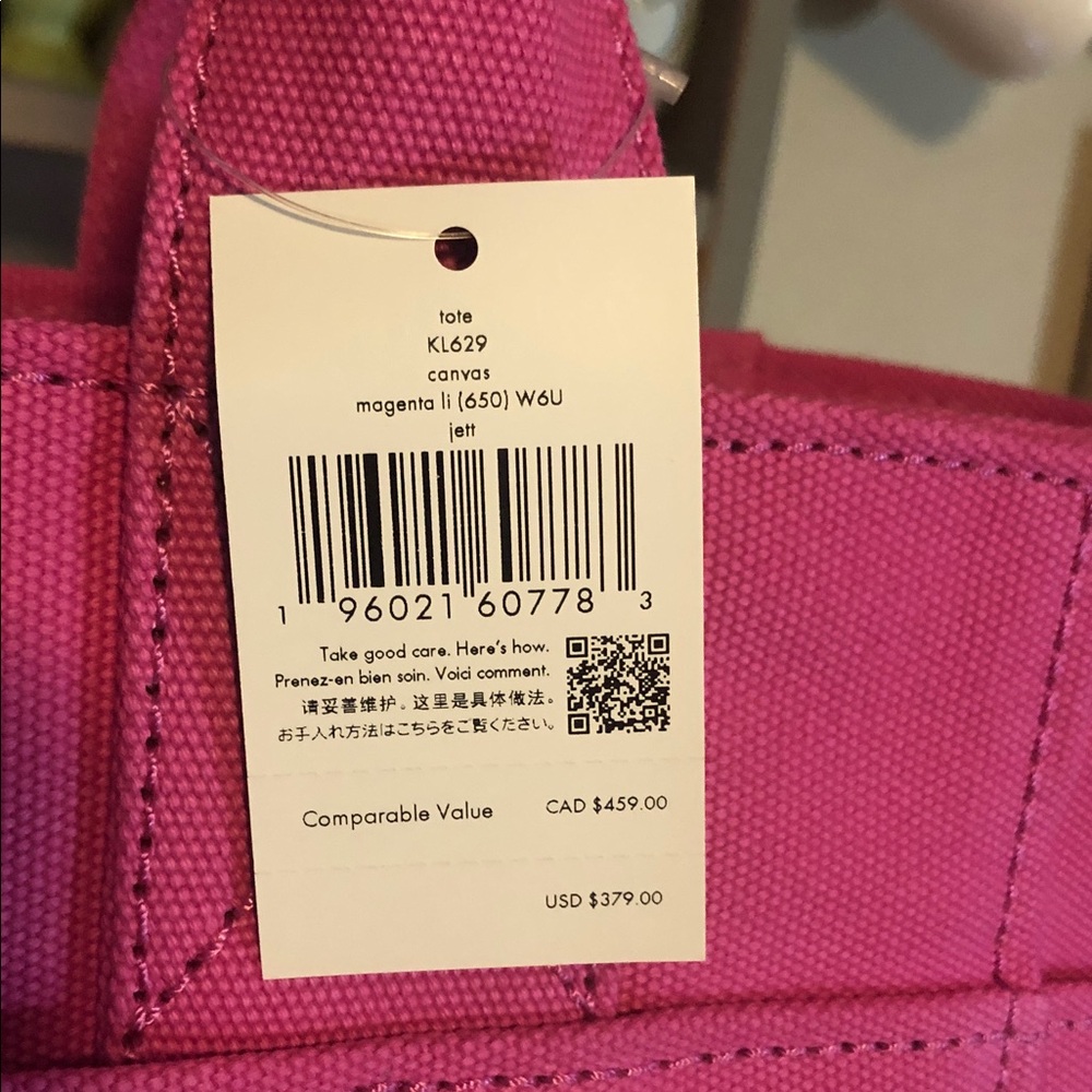 Kate Spade Jett Large Canvas Tote Magenta - Picture 3 of 13
